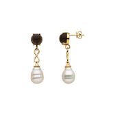 14kt Yellow Smoky Quartz & South Sea Cultured Pearl Earrings