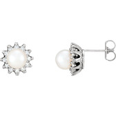 14kt White Pearl & 1/3 CTW Diamond Earrings