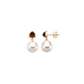14kt Yellow South Sea Cultured Pearl & Rhodolite Garnet Earrings
