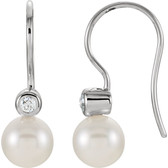 14kt White Akoya Cultured Pearl & .03 CTW Diamond Earrings