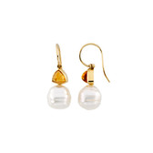 14kt Yellow South Sea Cultured Pearl & Citrine Earrings