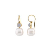 14kt white 6mm Chalcedony Semi-Mount Earrings for Pearls
