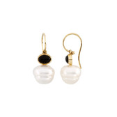 14kt White 8x6mm Onyx Semi-Mount Earrings for Pearls