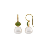 14kt White 8x6mm Nephrite Jade Semi-Mount Earrings for Pearls
