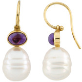 14kt White 7x5mm Amethyst Semi-Mount Earrings for Pearls