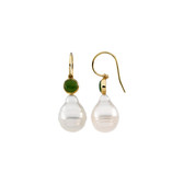 14kt Yellow South Sea Cultured Pearl & Nephrite Jade Earrings