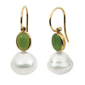 14kt Yellow Nephrite Jade Semi-Mount Earrings for Pearls