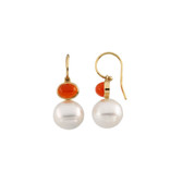 14kt White 7x5mm Carnelian Semi-Mount Earrings for Pearls
