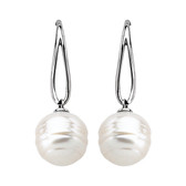 14kt White South Sea Cultured Pearl Earrings