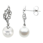14kt White Freshwater Cultured Pearl & 1/10 CTW Diamond Earrings