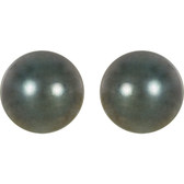 14kt Palladium White 8mm Round Tahitian Cultured Pearl Earrings