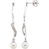 14kt White Freshwater Cultured Pearl & .07 CTW Diamond Earrings