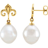 14kt Yellow 11mm South Sea Cultured Pearl Earrings