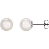 14kt White 8mm White Akoya Cultured Pearl Earrings