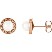 14kt Rose Freshwater Cultured Pearl Earrings