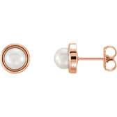 14kt Rose 5.5-6mm Freshwater Cultured Pearl Earrings