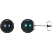 14kt White 8mm Black Akoya Cultured Pearl Earrings