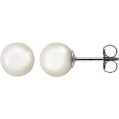 14kt White 7mm White Akoya Cultured Pearl Earrings