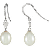 14kt White Freshwater Cultured Pearl Dangle Earrings