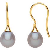 14kt Yellow Gray Freshwater Cultured Pearl Earrings