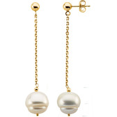 14kt Yellow 9-11mm Freshwater Cultured Pearl Dangle Earrings