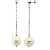 14kt White 9-11mm Freshwater Cultured Pearl Dangle Earrings