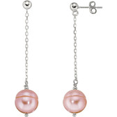 14kt White Freshwater Cultured Pink Pearl Earrings