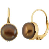 14kt Yellow Freshwater Dyed Chocolate Pearl Earrings