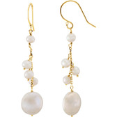 14kt Yellow Freshwater Cultured Pearl Dangle Earrings
