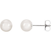 14kt White 6mm White Akoya Cultured Pearl Earrings