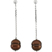 14kt White Freshwater Cultured Dyed Chocolate Pearl Earrings
