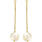 14kt Yellow 9-11mm Freshwater Cultured Pearl Earring Jackets