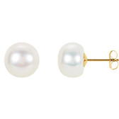 14kt Yellow 10mm to 11mm Freshwater Cultured Pearl Earrings