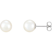 14kt White 7-7.5mm Freshwater Cultured Pearl Earrings