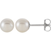 14kt White 6-6.5mm Freshwater Cultured Pearl Earrings
