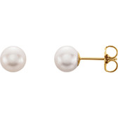 14kt Yellow 6-6.5mm Freshwater Cultured Pearl Earrings