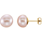 14kt Yellow 8-9mm Pink Freshwater Pearl Earrings