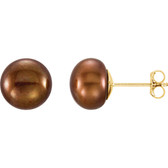 14kt Yellow 8-9mm Chocolate Freshwater Cultured Pearl Earrings