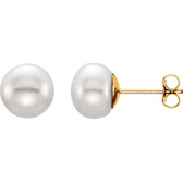 14kt Yellow 7-8mm White Freshwater Cultured Pearl Earrings
