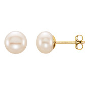 14kt Yellow 6-7mm White Freshwater Cultured Pearl Earrings