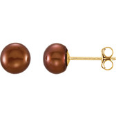 14kt Yellow 5-6mm Chocolate Freshwater Cultured Pearl Earrings