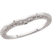 14kt White Granulated Scroll Design Curved Band - XCV241