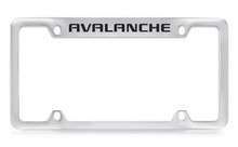 Chevrolet Avalanche Top Engraved Chrome Plated Brass License Plate Frame With Black Imprint