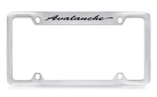 Chevrolet Avalanche Script Top Engraved Chrome Plated Brass License Plate Frame With Black Imprint