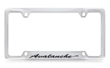 Chevrolet Avalanche Script Bottom Engraved Chrome Plated Brass License Plate Frame With Black Imprint