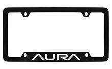Saturn Auta Black Coated Metal Bottom Engraved License Plate Frame Holder