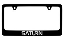 Saturn Black Coated Zinc License Plate Frame With Silver Imprint