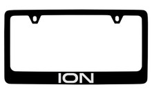 Saturn Ion Black Coated Zinc License Plate Frame With Silver Imprint