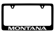 Pontiac Montana Black Coated Zinc License Plate Frame With Silver Imprint