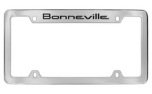 Pontiac Bonneville Top Engraved Chrome Plated Brass License Plate Frame With Black Imprint